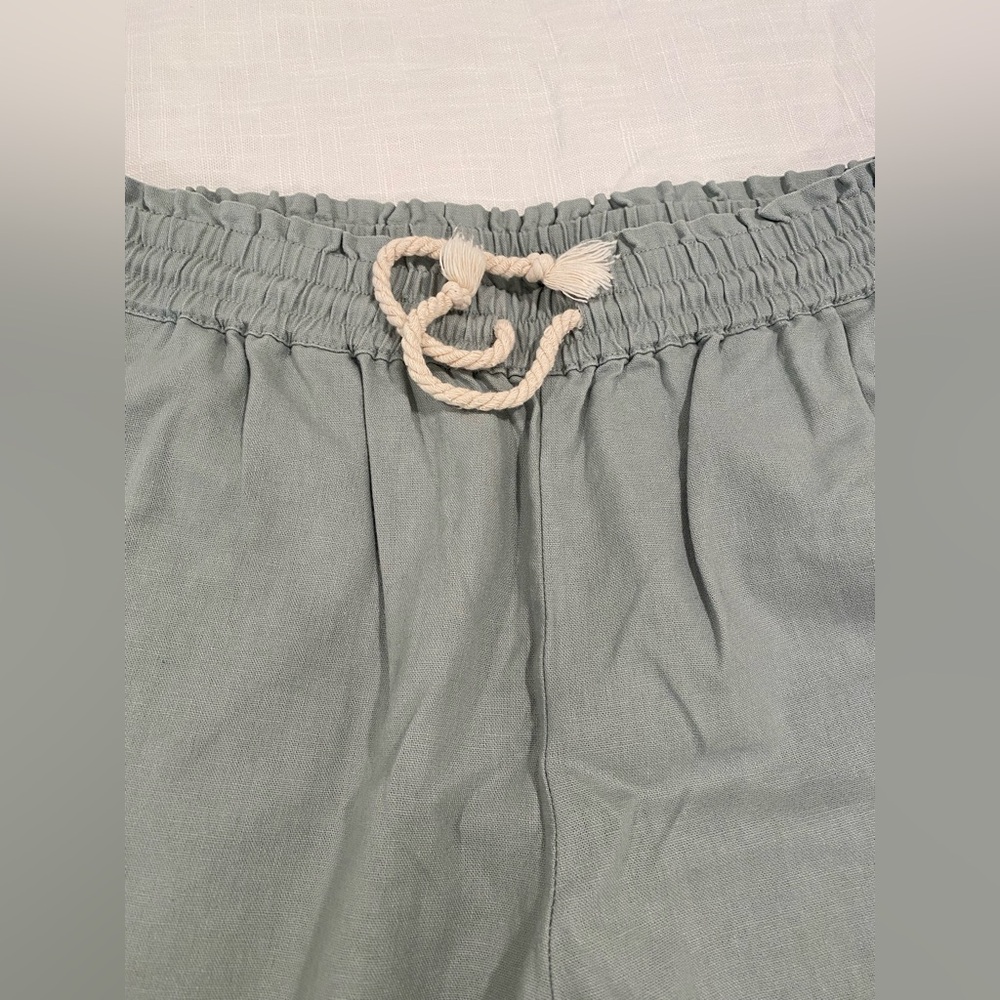 J Crew Linen Cotton Blend Paper Bag Pant Green Size 10 - Picture 3 of 15